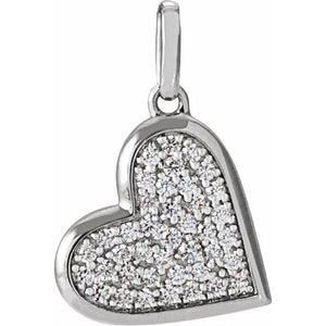 14K Gold Natural Diamond Heart Pendant