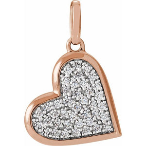 14K Gold Natural Diamond Heart Pendant