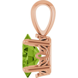 Natural Peridot Scroll Setting Pendant