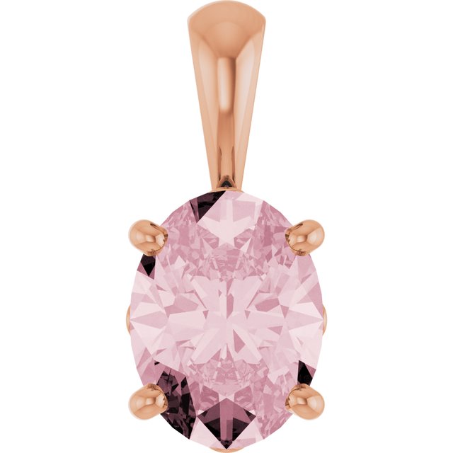 Natural Pink Tourmaline Scroll Setting Pendant in 14K Gold, Rose & Yellow