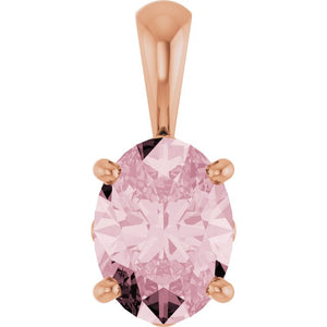 Natural Pink Tourmaline Scroll Setting Pendant in 14K Gold, Rose & Yellow