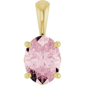 Natural Pink Tourmaline Scroll Setting Pendant in 14K Gold, Rose & Yellow