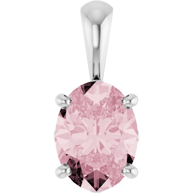 Natural Pink Tourmaline Scroll Setting Pendant in 14K Gold, Rose & Yellow