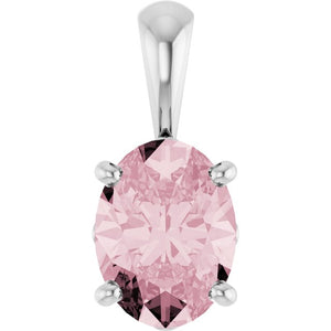 Natural Pink Tourmaline Scroll Setting Pendant in 14K Gold, Rose & Yellow