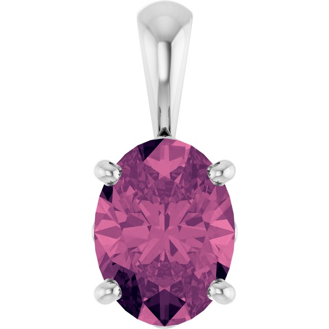 Natural Pink Tourmaline Scroll Setting Pendant in 14K Gold, Rose & Yellow