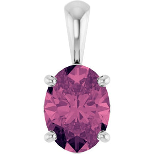 Natural Pink Tourmaline Scroll Setting Pendant in 14K Gold, Rose & Yellow