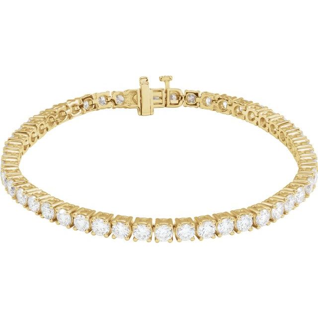 14K Yellow Gold 7" Lab-Grown Diamond Line Bracelet - Elegant Design