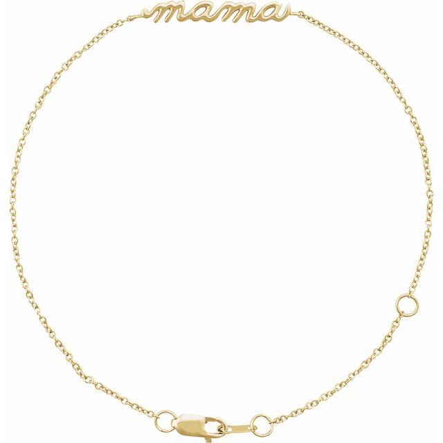 14K Gold Lowercase Script "Mama" Bracelet