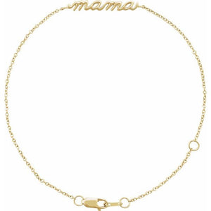 Lowercase Script Mama Bracelet in 14K Gold
