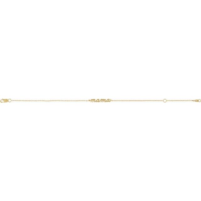 14K Gold Mama Bracelet, 6.5-7.5 Inch - Elegant Gift for Moms