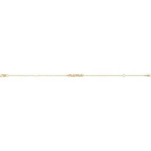 14K Gold Mama Bracelet, 6.5-7.5 Inch - Elegant Gift for Moms