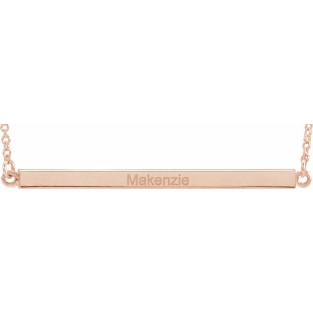 14K Yellow Gold Engravable 18" Four-Sided Bar Necklace