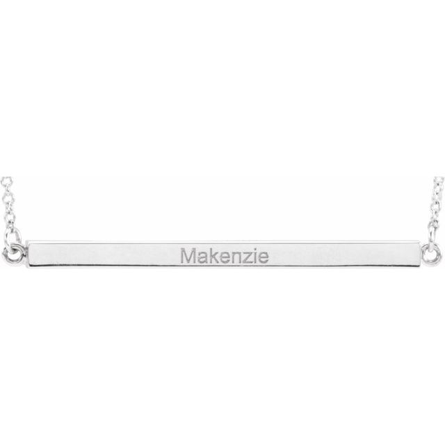 14K Yellow Gold Engravable 18" Four-Sided Bar Necklace