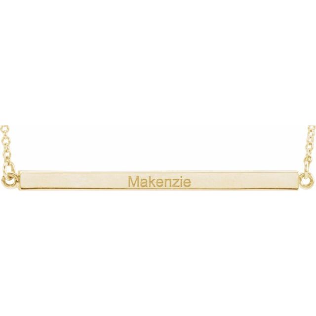 14K Yellow Gold Engravable 18" Four-Sided Bar Necklace