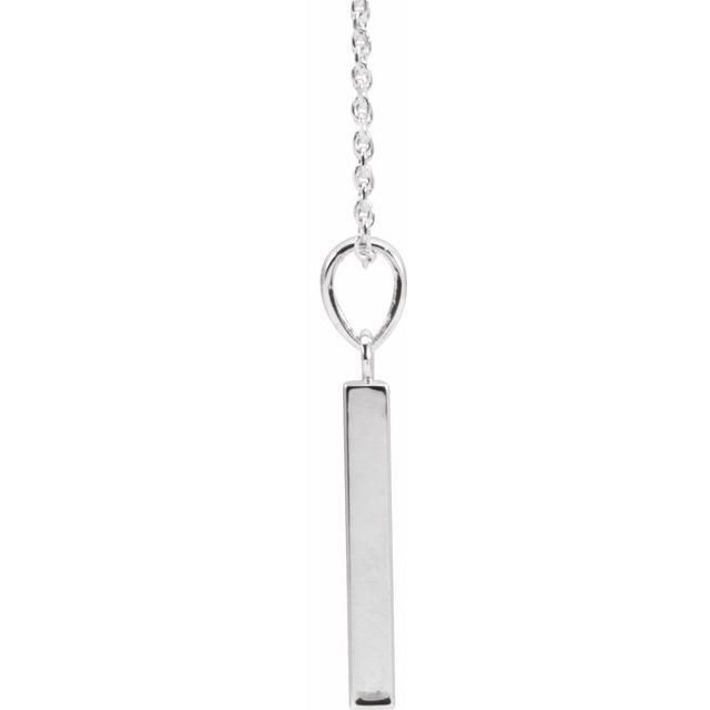 14K White Gold 19.3x2.9 mm Engravable Four-Sided Bar Necklace