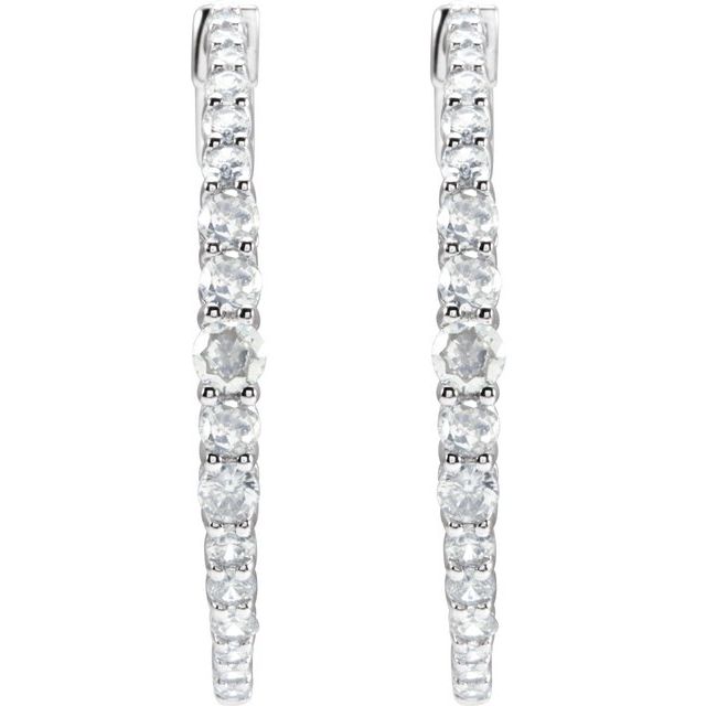 14K Yellow Gold 30 mm Natural Diamond Hoop Earrings - Dazzling Elegance