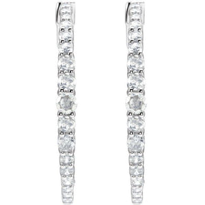 14K Yellow Gold 30 mm Natural Diamond Hoop Earrings - Dazzling Elegance