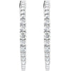 14K Yellow Gold 30 mm Natural Diamond Hoop Earrings - Dazzling Elegance