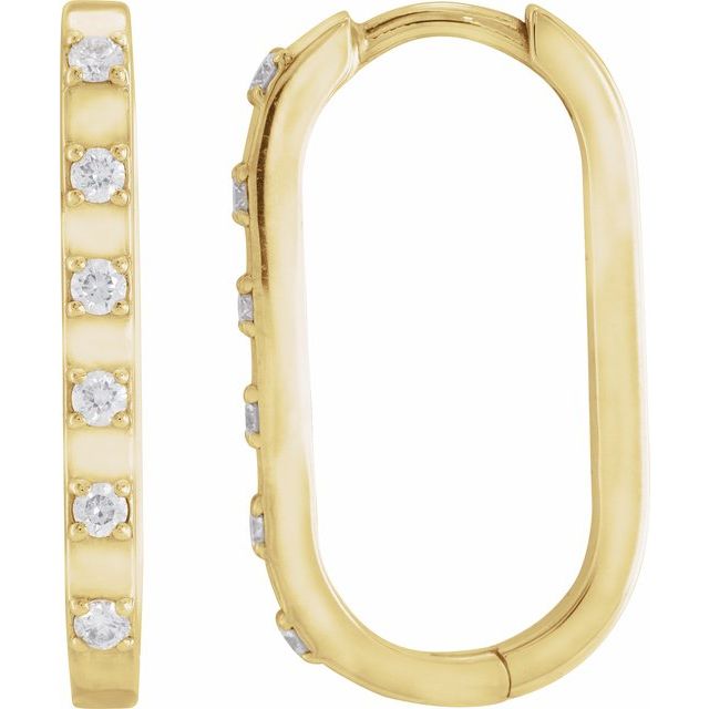 14K Gold Natural Diamond Hoop Earrings - Options Available