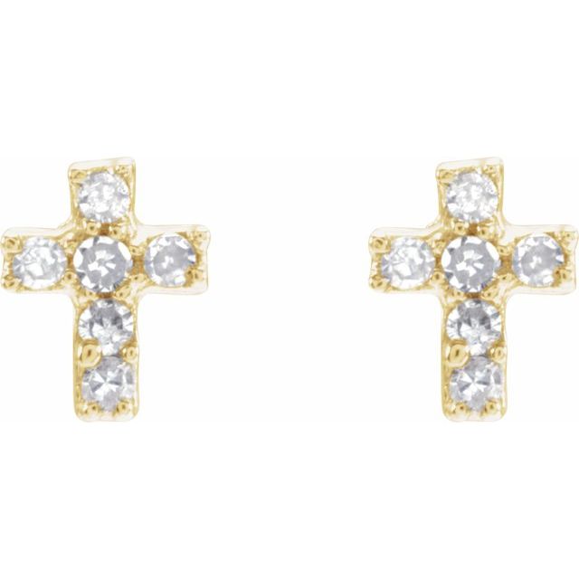 14K Yellow Gold .02 CTW Natural Diamond Inverness Cross Earrings