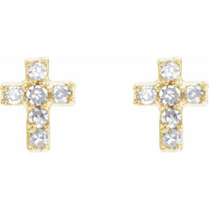 14K Yellow Gold .02 CTW Natural Diamond Inverness Cross Earrings