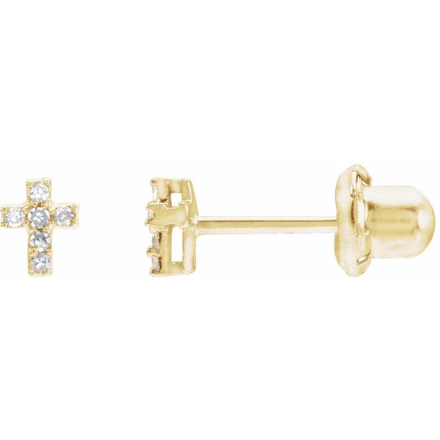 14K Yellow Gold .02 CTW Natural Diamond Inverness Cross Earrings