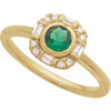 14K Yellow Gold Natural Emerald & 1/6 CTW Diamond Accent Ring