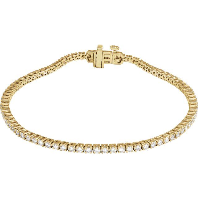 14K Yellow Gold 7" Lab-Grown Diamond Line Bracelet - Elegant Design