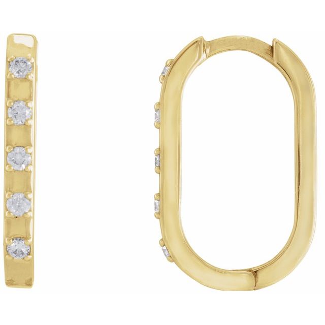 14K Gold Natural Diamond Hoop Earrings - Options Available