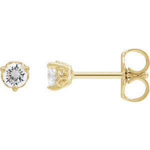 14K Gold Natural Diamond Scroll Earrings - Options Available