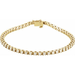 14K Gold Natural Diamond Line Bracelet - Options Available