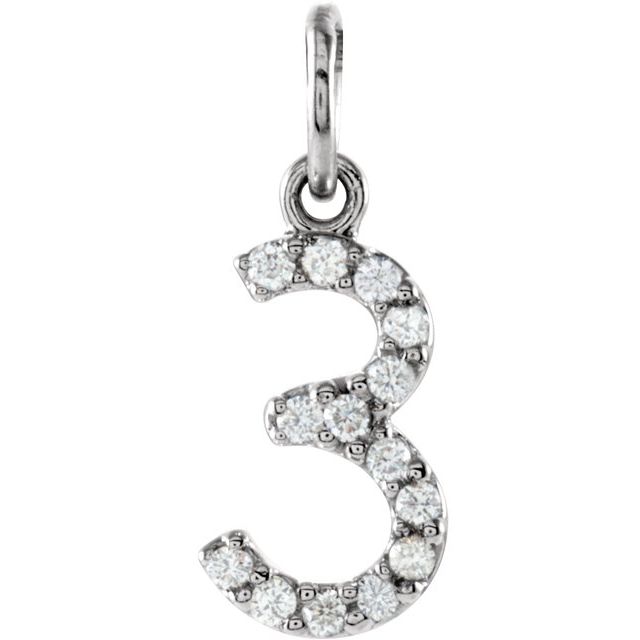 .08 Ctw Natural Diamond Number Charm/Pendant | 14K Gold | .08 CTW