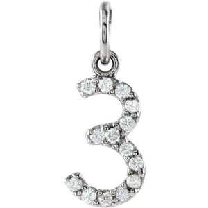 .08 Ctw Natural Diamond Number Charm/Pendant | 14K Gold | .08 CTW