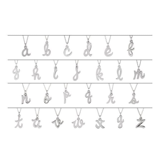 14K White Gold Petite Initial Letter J Pendant - Personal Touch Jewelry