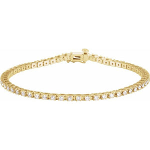 18K Yellow Gold Natural Diamond Line Bracelet - Options Available