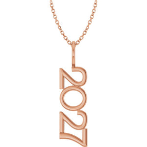 14K Gold, 27.57x7.97 mm Vertical Necklace - Elegant Commemoration