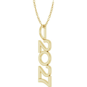 14K Gold, 27.57x7.97 mm Vertical Necklace - Elegant Commemoration