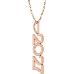 14K Gold, 27.57x7.97 mm Vertical Necklace - Elegant Commemoration