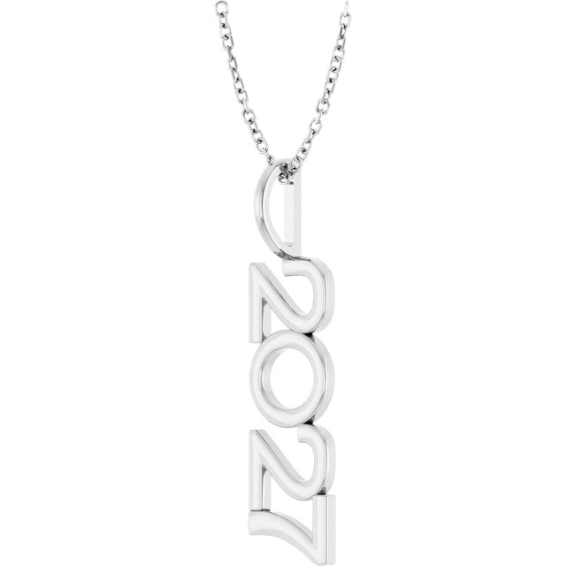 Platinum 2021 Year 27.57x7.97 mm Vertical Necklace - Elegant Commemoration