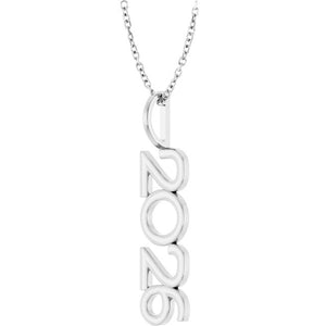 14K Gold, 27.57x7.97 mm Vertical Necklace - Elegant Commemoration