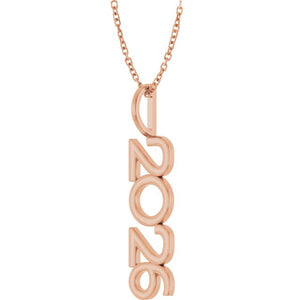 14K Gold, 27.57x7.97 mm Vertical Necklace - Elegant Commemoration