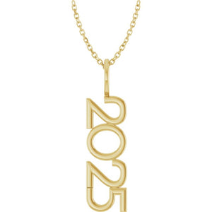14K Gold, 27.57x7.97 mm Vertical Necklace - Elegant Commemoration