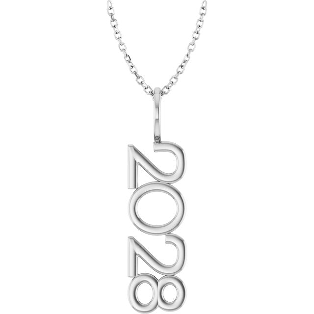 Platinum 2021 Year 27.57x7.97 mm Vertical Necklace - Elegant Commemoration