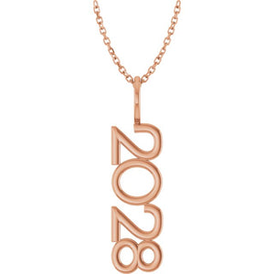 14K Gold, 27.57x7.97 mm Vertical Necklace - Elegant Commemoration