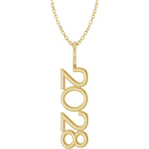 14K Gold, 27.57x7.97 mm Vertical Necklace - Elegant Commemoration