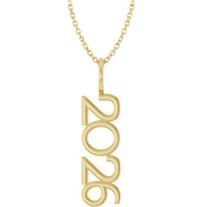 14K Gold, 27.57x7.97 mm Vertical Necklace - Elegant Commemoration