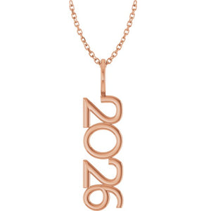 14K Gold, 27.57x7.97 mm Vertical Necklace - Elegant Commemoration