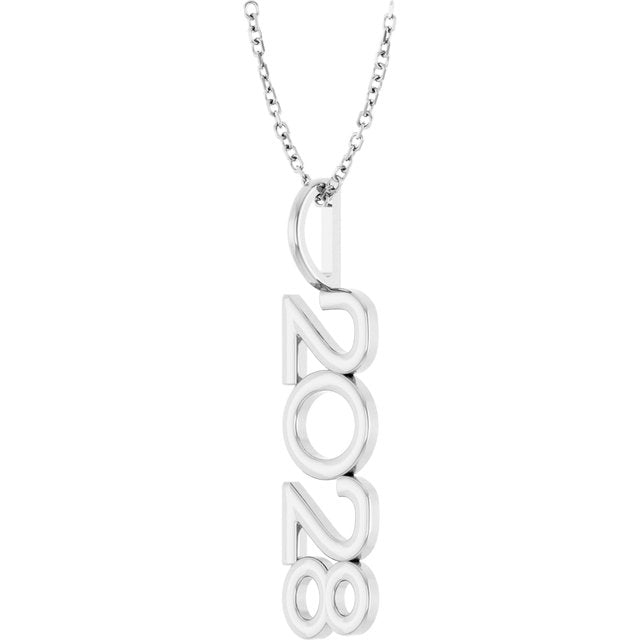 Platinum 2021 Year 27.57x7.97 mm Vertical Necklace - Elegant Commemoration