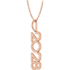 14K Gold, 27.57x7.97 mm Vertical Necklace - Elegant Commemoration