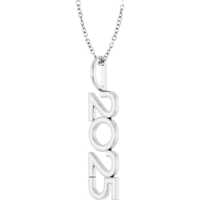 Platinum 2021 Year 27.57x7.97 mm Vertical Necklace - Elegant Commemoration